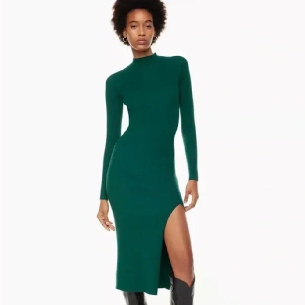 NWOT Aritzia Wilfred Alchemy Long Sleeve Sweater Dress in Teal Green Size XXS